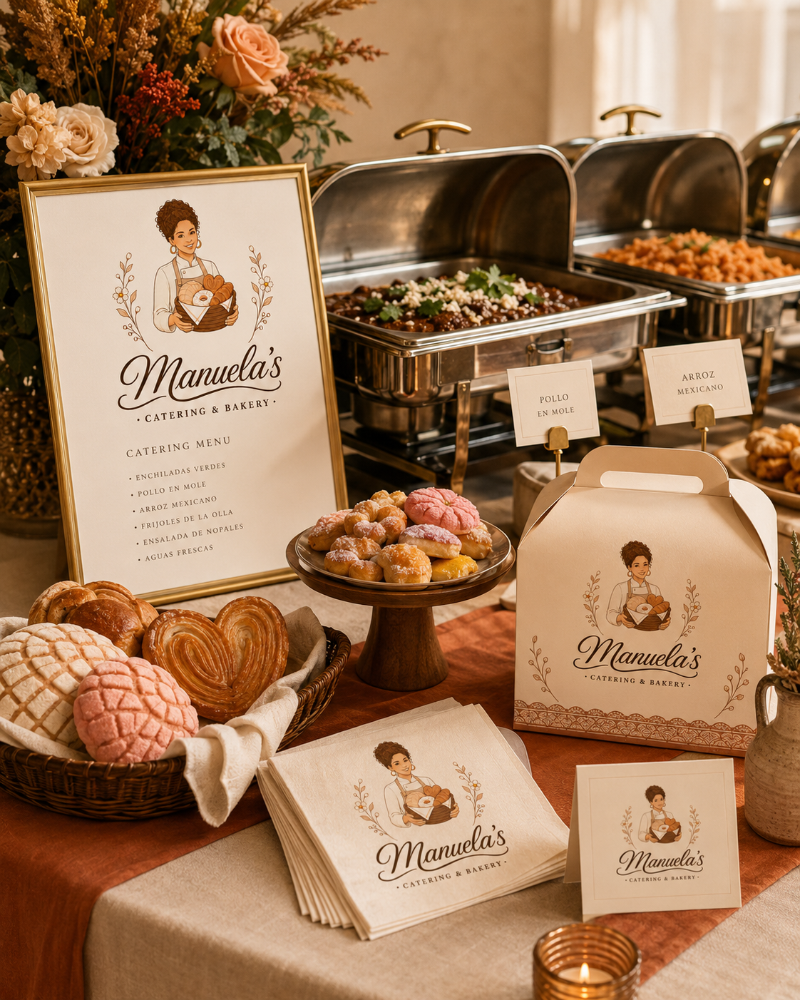 Mockup final de mesa de catering y evento
